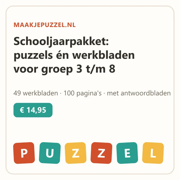 Omslag van Schooljaarpakket: puzzels én werkbladen voor groep 3 t/m 8